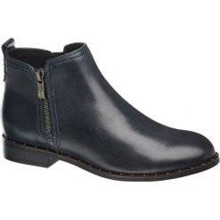 Botki damskie 5th Avenue niebieskie. Niebieskie botki damskie na obcasie 5th Avenue, z materiału, na zamek. Za 199,90 zł.