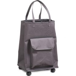 Shopper bag damskie: Wózek w kolorze szarym na zakupy – (S)40 x (W)60 x (G)33 cm