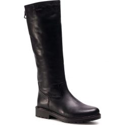 Kozaki REMONTE - R6576-01 Schwarz. Czarne kozaki damskie Remonte, ze skóry, bez obcasa, bez zapięcia. Za 519,00 zł.