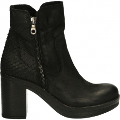 Botki - 5041 N-P NERO. Czarne botki damskie na zamek Venezia, z nubiku. Za 219,00 zł.