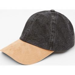 Jeansowa czapka z kontrastowym daszkiem. Pomarańczowe czapki damskie marki Pull&Bear, z jeansu. Za 49,90 zł.