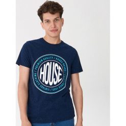 T-shirt Granatowy. Niebieskie t-shirty męskie House, s, bez wzorów, bez kołnierzyka. W wyprzedaży za 19,99 zł.