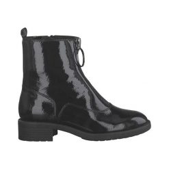 Tamaris Botki czarny female czarny 40. Czarne botki damskie Tamaris, ze skóry, wizytowe, bez obcasa, na zamek. W wyprzedaży za 179,00 zł.