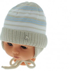 Czapka niemowlęca podszyta bawełną cz-059B. Szare czapeczki niemowlęce Proman, z bawełny. Za 29,56 zł.