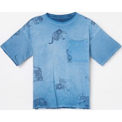 Swobodny t-shirt z tygrysami - Niebieski. Niebieskie t-shirty męskie Reserved, m, bez wzorów, bez kołnierzyka. Za 24,99 zł.