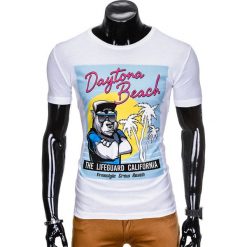 T-SHIRT MĘSKI Z NADRUKIEM S932 - BIAŁY. Białe t-shirty męskie z nadrukiem marki Ombre Clothing, m. Za 29,00 zł.