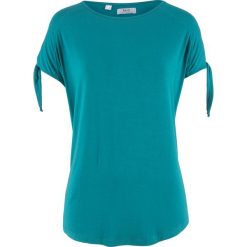 Shirt z wycięciami na ramionach bonprix kobaltowo-turkusowy. Niebieskie bluzki damskie marki bonprix, bez wzorów, bez kołnierzyka, bez rękawów. Za 34,99 zł.
