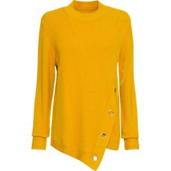 Sweter bonprix żółty curry. Żółte swetry damskie bonprix, bez wzorów, bez rękawów, bez kaptura. Za 99,99 zł.