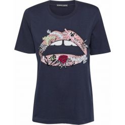T-shirt MARKUS LUPFER ARTIC FLOWER LIP. Niebieskie bluzki damskie Markus Lupfer, s, z aplikacjami, z bawełny, bez kołnierzyka, bez rękawów. W wyprzedaży za 396,00 zł.