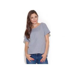 Bluzka M613zary. Szare bluzki damskie FIGL, s, bez wzorów, z bawełny, bez kołnierzyka, z krótkim rękawem. Za 35,00 zł.