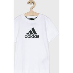 Adidas Performance - T-shirt dziecięcy 110-176 cm. Białe t-shirty chłopięce marki adidas Performance, z nadrukiem, z bawełny, bez rękawów. Za 69,90 zł.