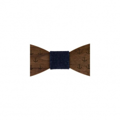 Mucha męska drewniana kotwice EM Men's Accessories. Brązowe muchy męskie Em men's accessories, z materiału, wizytowe. Za 129,99 zł.