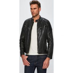 Pepe Jeans - Kurtka skórzana Keith Summer. Czarne płaszcze męskie Pepe Jeans, xl, bez wzorów, z bawełny, krótkie, bez kaptura. Za 1149,00 zł.