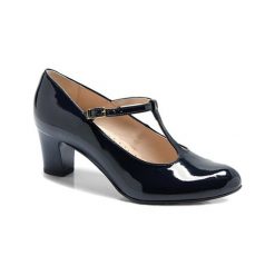 Buty ślubne damskie: Skórzane czółenka w kolorze granatowym
