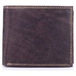 Elegancki czarny skórzany męski portfel SOLIER BRĄZOWY. Pomarańczowe portfele męskie Solier, bez wzorów, ze skóry. Za 59,00 zł.