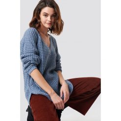 NA-KD Sweter ze splotem - Blue. Niebieskie swetry oversize damskie marki NA-KD, z dzianiny. Za 113,00 zł.