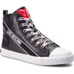 Trampki LOVE MOSCHINO - JA15023G07JB0000 Nero. Czarne półbuty damskie Love Moschino, na co dzień, bez wzorów, z gumy, bez obcasa, na płaskiej podeszwie, bez zapięcia. W wyprzedaży za 639,00 zł.