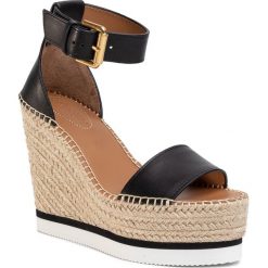 Espadryle SEE BY CHLOÉ - SB26152 Natural Calf 999. Czarne espadryle damskie See by Chloé, bez wzorów, ze skóry, bez obcasa, na obcasie. Za 1029,00 zł.