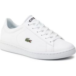 Sneakersy Lacoste Carnaby Evo 119 7 Suj 7-37SUJ000321G. Białe półbuty damskie Lacoste, bez wzorów, bez obcasa, bez zapięcia. W wyprzedaży za 279,00 zł.