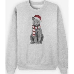 Bluza "Cat" w kolorze szarym. Szare bluzy damskie Wooop, l, z nadrukiem. W wyprzedaży za 89,95 zł.