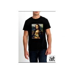 T-shirt : " Mona Lisa z psem ". Czarne t-shirty męskie Life is art, s, z nadrukiem, klasyczne, z klasycznym kołnierzykiem. Za 120,00 zł.