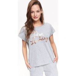 T-SHIRT DAMSKI, Z NADRUKIEM. Szare t-shirty damskie marki TROLL, l, z nadrukiem, z bawełny, bez kołnierzyka. Za 39,99 zł.