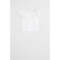 Mango Kids - T-shirt dziecięcy Sonia 110-164 cm. Żółte bluzki dziewczęce Mango Kids, bez wzorów, z bawełny, z okrągłym kołnierzem, z krótkim rękawem, krótkie, bez kaptura. Za 59,90 zł.