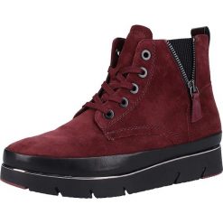 Skórzane botki w kolorze bordowym. Czerwone botki damskie Tamaris, Caprice, Marco Tozzi, s.Oliver, ze skóry, bez obcasa, na sznurówki. W wyprzedaży za 309,95 zł.