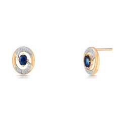 RABAT Kolczyki Złote - złoto 585, Diament 0,01ct,szafir. Żółte kolczyki damskie W.KRUK, z szafirem, złote. W wyprzedaży za 879,00 zł.