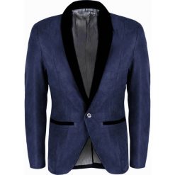 Marynarka męska granatowa slim Recea. Koszule męskie Recea, xl, w paski, z bawełny, eleganckie, z kapturem, bez rękawów. Za 89,99 zł.