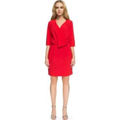 LYLA Sukienka kopertowa z dekoltem - czerwona. Czerwone sukienki damskie Stylove, na imprezę, s, bez wzorów, eleganckie, z wykładanym kołnierzem, bez rękawów, mini, kopertowe. Za 171,00 zł.