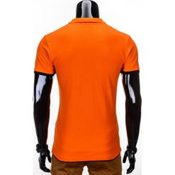 KOSZULKA MĘSKA POLO BEZ NADRUKU S758 - POMARAŃCZOWA. Pomarańczowe koszulki męskie Ombre Clothing, s, z nadrukiem, klasyczne, bez rękawów. Za 24,99 zł.