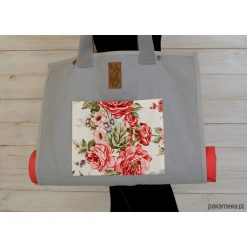 Torba na akcesoria do jogi/ Roses #1. Szare torebki klasyczne damskie marki Pakamera, z tkaniny, duże. Za 239,00 zł.