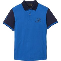Shirt polo bonprix ciemnoniebiesko-lazurowy. Niebieskie koszulki męskie bonprix, s, z nadrukiem, polo, bez rękawów. Za 37,99 zł.