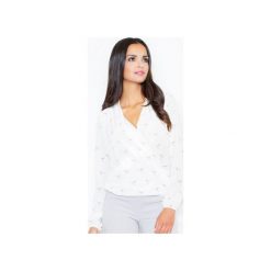 Bluzka M371 Ecru. Brązowe bluzki damskie FIGL, s, bez wzorów, z materiału, klasyczne, z klasycznym kołnierzykiem, z długim rękawem. Za 89,00 zł.