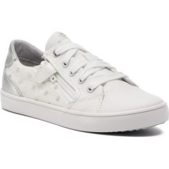 Trampki GEOX - J Gisli G. C J924NC 0SBNF C0007 S White/Silver. Białe trampki dziewczęce Geox, bez wzorów, z gumy, na sznurówki. W wyprzedaży za 129,00 zł.