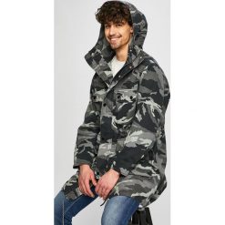 Armani Exchange - Parka. Szare płaszcze męskie Armani Exchange, s, bez wzorów, z bawełny, długie, z kapturem. W wyprzedaży za 799,90 zł.