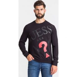 BLUZA HUFFIE GUESS. Czarne bluzy męskie Guess, s, z nadrukiem, z bawełny, z okrągłym kołnierzem, bez rękawów, bez kaptura. Za 369,00 zł.