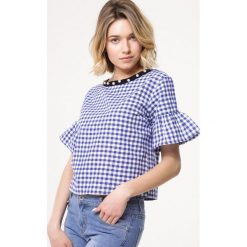 Niebieska Bluzka Be Celebrate. Niebieskie bluzki damskie Born2be, s, z aplikacjami, z okrągłym kołnierzem, z krótkim rękawem. Za 39,99 zł.
