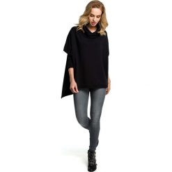 Czarna Oversizowa Asymetryczna Bluza z Luźnym Golfem. Czarne bluzy damskie Molly.pl, uniwersalny, bez wzorów, bez rękawów, bez kaptura, na golfa. Za 128,90 zł.