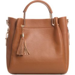 Shopper bag damskie: Skórzana torebka w kolorze brązowym – 40 x 32 x 13 cm