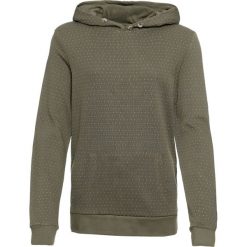 Bluza bawełniana z kapturem, z nadrukiem bonprix oliwkowy z nadrukiem. Zielone bluzy rozpinane damskie bonprix, z nadrukiem, z bawełny, z kapturem. Za 89,99 zł.