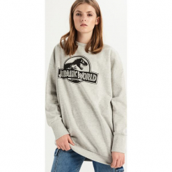 Bluza Jurassic World - Jasny szar. Szare bluzy rozpinane damskie Sinsay, l. Za 69,99 zł.