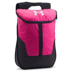 Plecak sportowy w kolorze różowo-czarnym - (S)36 x (W)52 x (G)10 cm. Różowe plecaki damskie Under Armour, bez wzorów, z poliesteru, sportowe. W wyprzedaży za 79,95 zł.