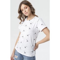 Biały T-shirt Aora. Białe bluzki damskie Born2be, s, w paski, z okrągłym kołnierzem. Za 39,99 zł.