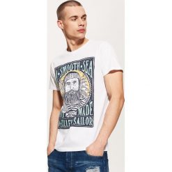 T-shirty męskie: T-shirt z morską grafiką – Biały