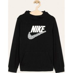 Nike Kids - Bluza dziecięca 128-170 cm. Czarne bluzy chłopięce Nike Kids, z nadrukiem, z bawełny, bez rękawów, z kapturem. W wyprzedaży za 109,90 zł.