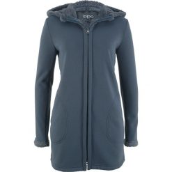 Bluza rozpinana z podszewką barankiem bonprix intensywny niebieski. Niebieskie bluzy damskie marki bonprix, bez wzorów, bez rękawów, bez kaptura. Za 69,99 zł.