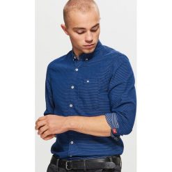 Koszula SLIM FIT - Granatowy. Niebieskie koszule męskie slim Cropp, l. Za 79,99 zł.