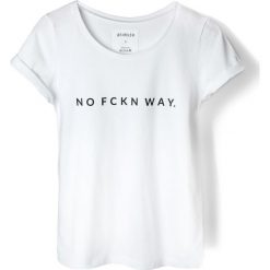 T-shirt biały NO FCKN WAY. Białe t-shirty damskie Pakamera, z napisami, klasyczne, z klasycznym kołnierzykiem. Za 89,00 zł.